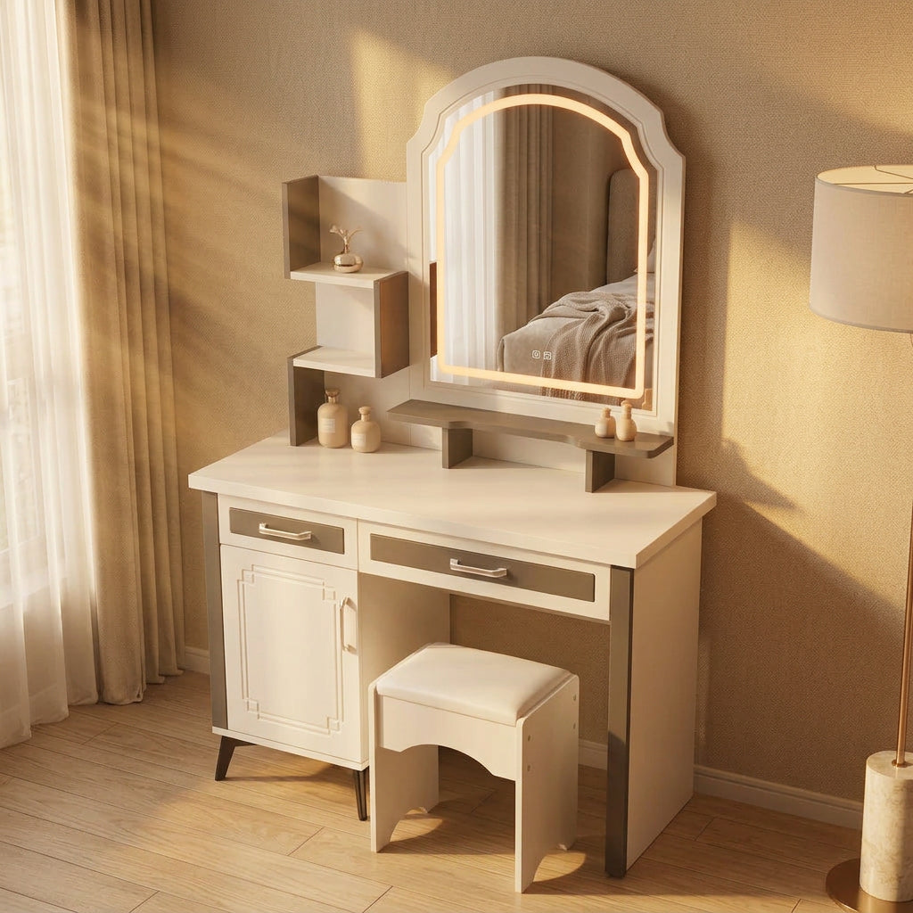 Wooden Dressing Table with LED Light