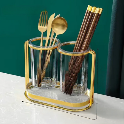 double cutlery organizer tray for neatly storing kitchen utensils and cutlery