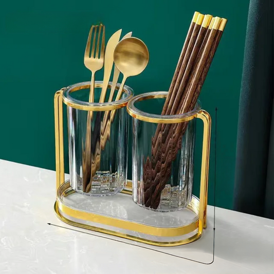 double cutlery organizer tray for neatly storing kitchen utensils and cutlery