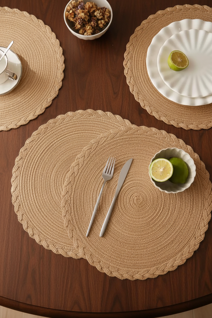6 Piece Woven Round Table Mats Set