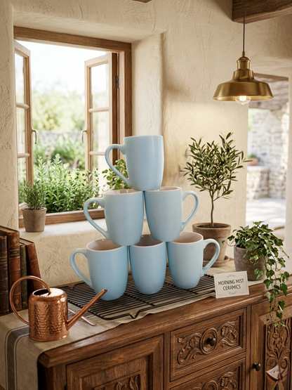 6-Piece porcelain mug set 350 ml for tea and coffee