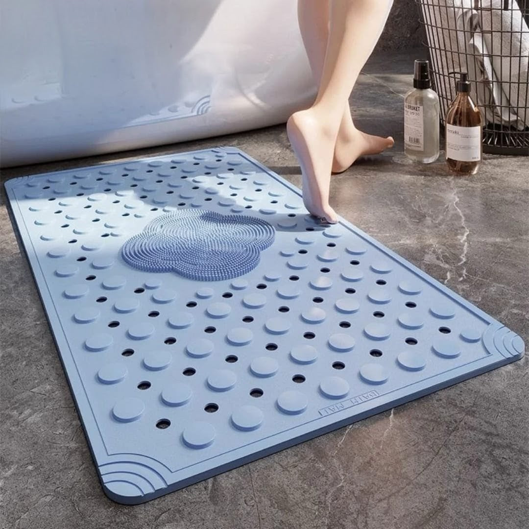 Anti slip rectangular bathroom mat in multiple colours and heavy duty absorbent design