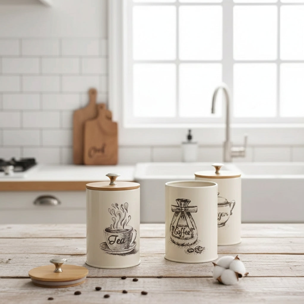 Airtight Sugar, Tea, and Coffee Canister Set
