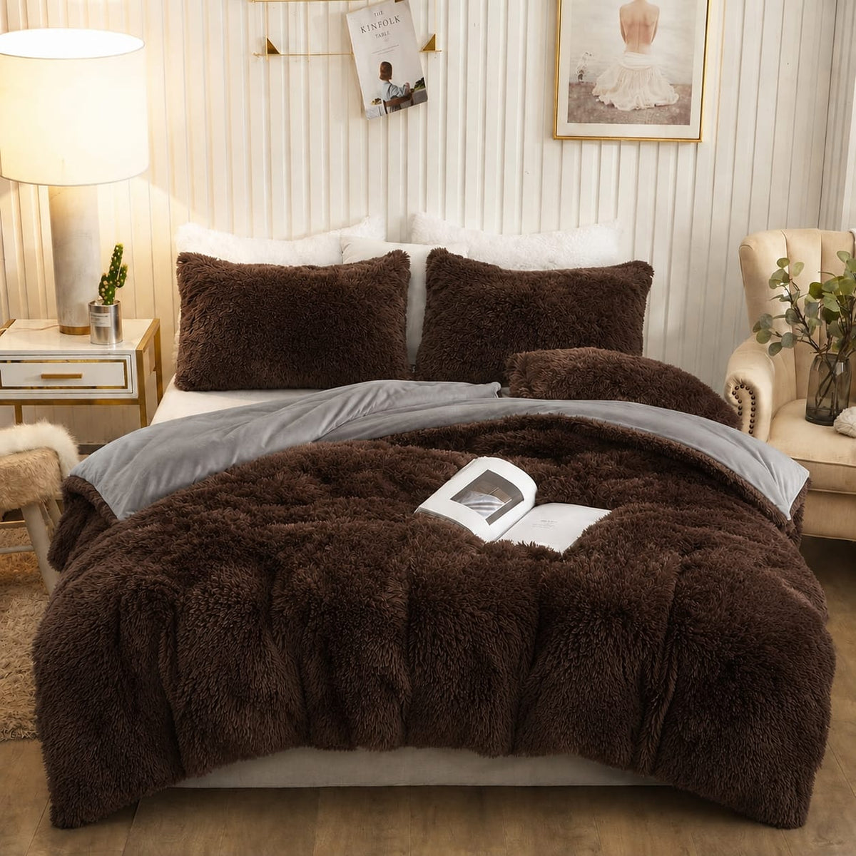 6Pc Plush Fluffy Duvet Bedding Set 6 × 7 ft