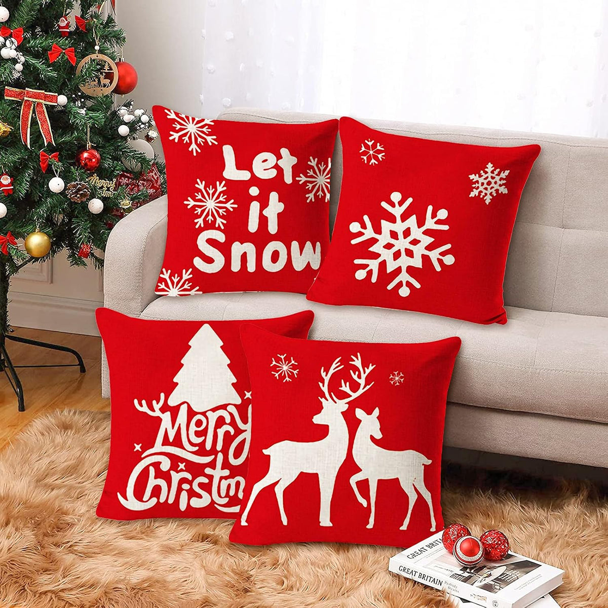Christmas Decorative Cotton Pillow Cover 45 × 45cm