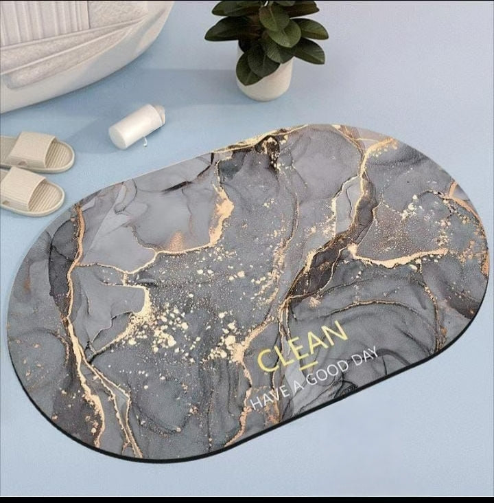 Big size oval bathroom and door mat with non-slip rubber underside