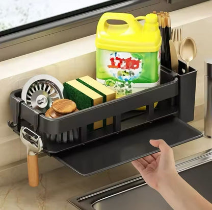 Kitchen Sink Drain Rack with Sponge Holder And Cutlery Tray