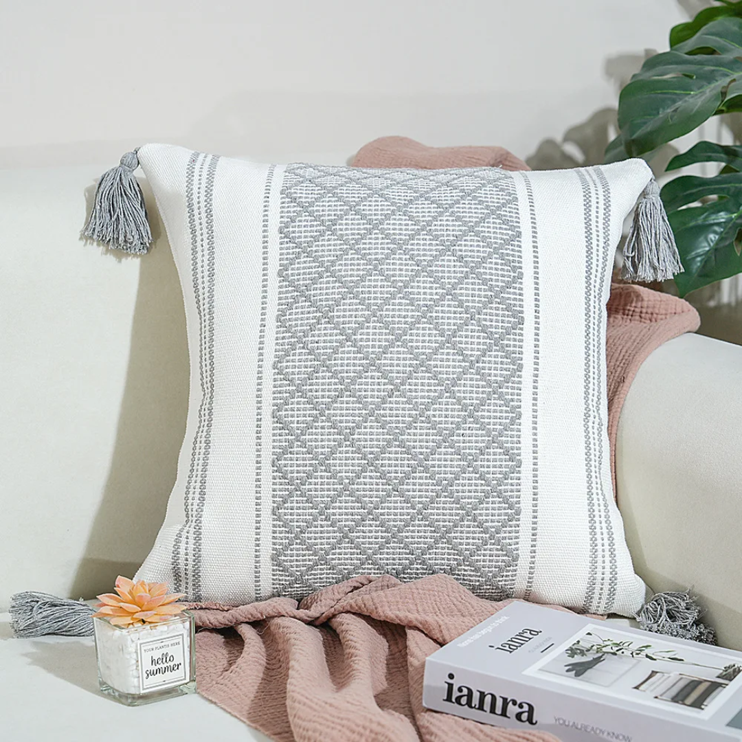 Throw Pillow Cover With Tassels
