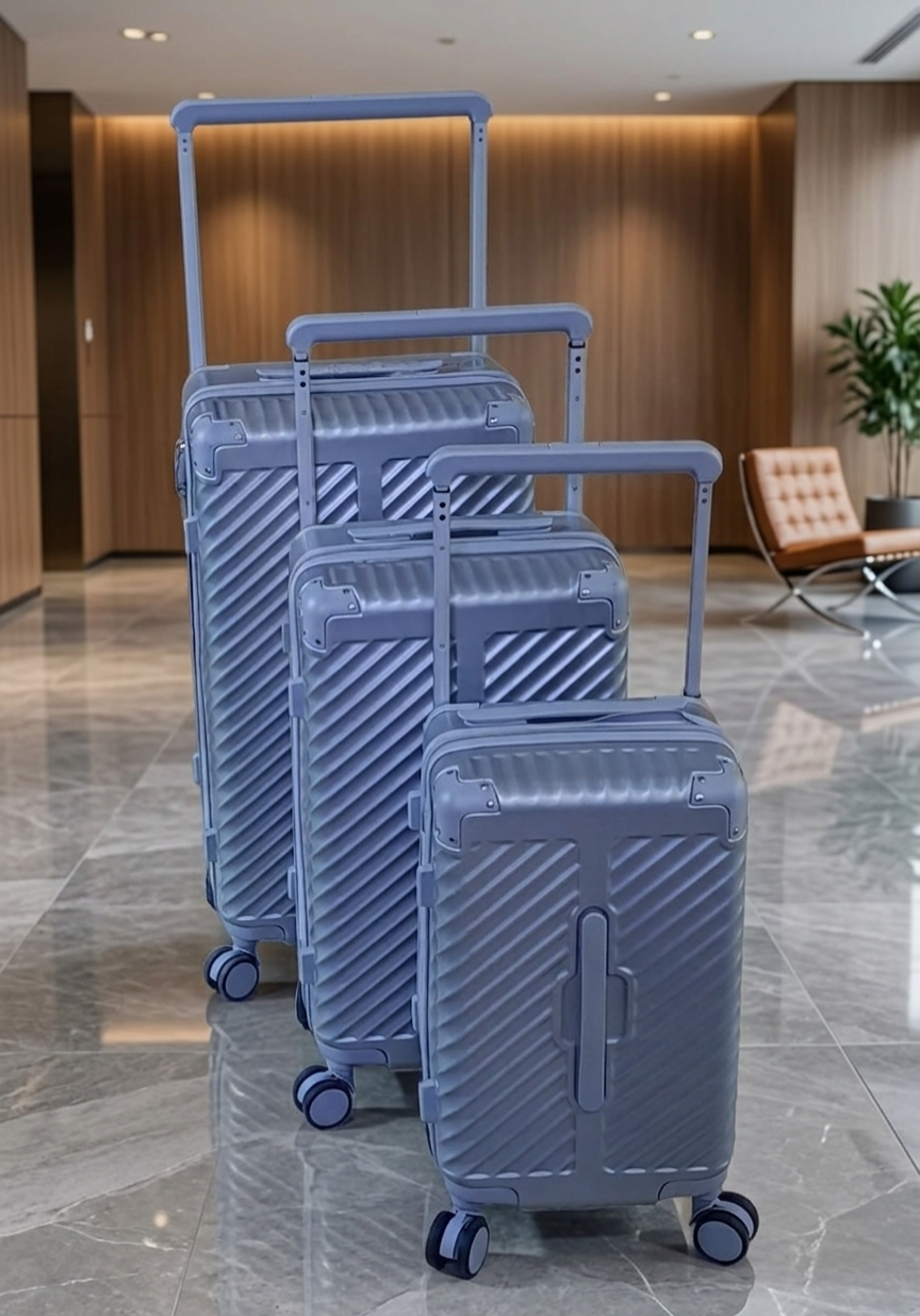 3-Piece unbreakable PC suitcase set with spinner wheels and telescopic handles