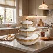 3 Piece  Lotus Ceramic Bowl Set with Matching Ceramic Lids for Kitchen Food Storage and Serving available in Nairobi, Kenya