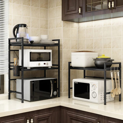 2-Tier Expandable Metallic Microwave Stand
