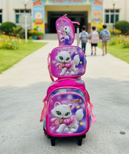 3-in-1 Trolley Cartoon School Bag Set