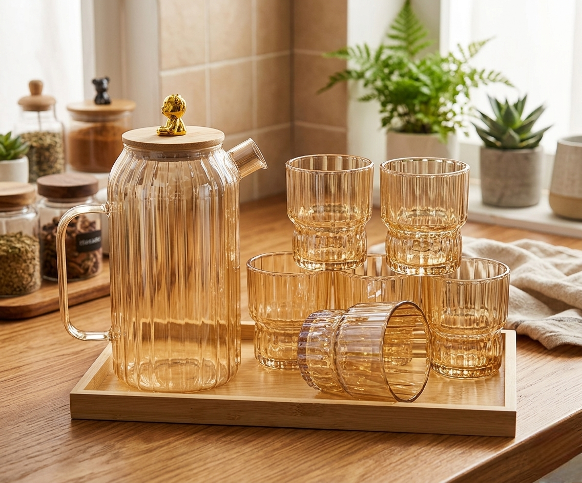 7-Piece water set with jug and six matching glasses