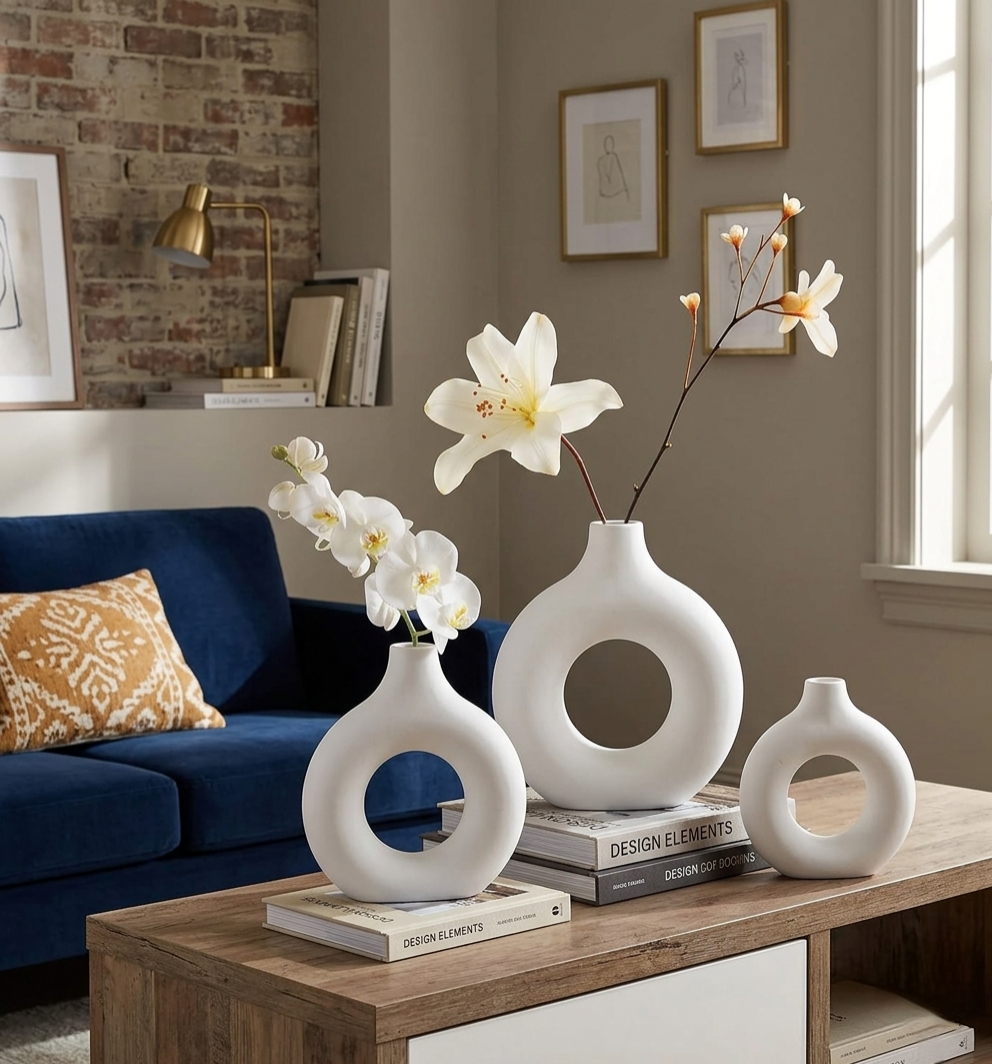 3 Piece Minimalist Art Table Top Vase Set