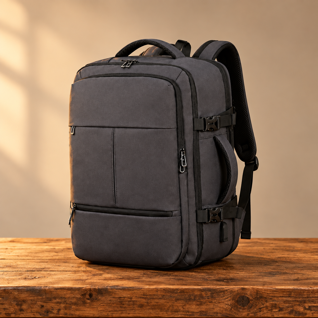 Multifunctional Expandable Unisex Backpack Black and Grey