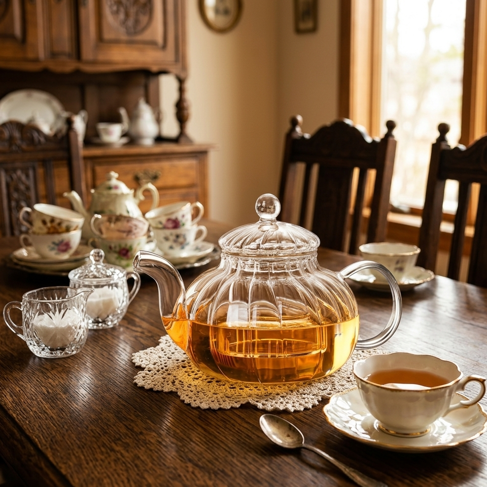 800ml Striped Borosilicate Glass Teapot