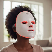 7 color LED facial light therapy mask with red, blue, green, yellow, purple, cyan and white light modes