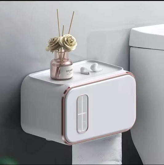 Waterproof bathroom toilet paper holder with easy wall installation