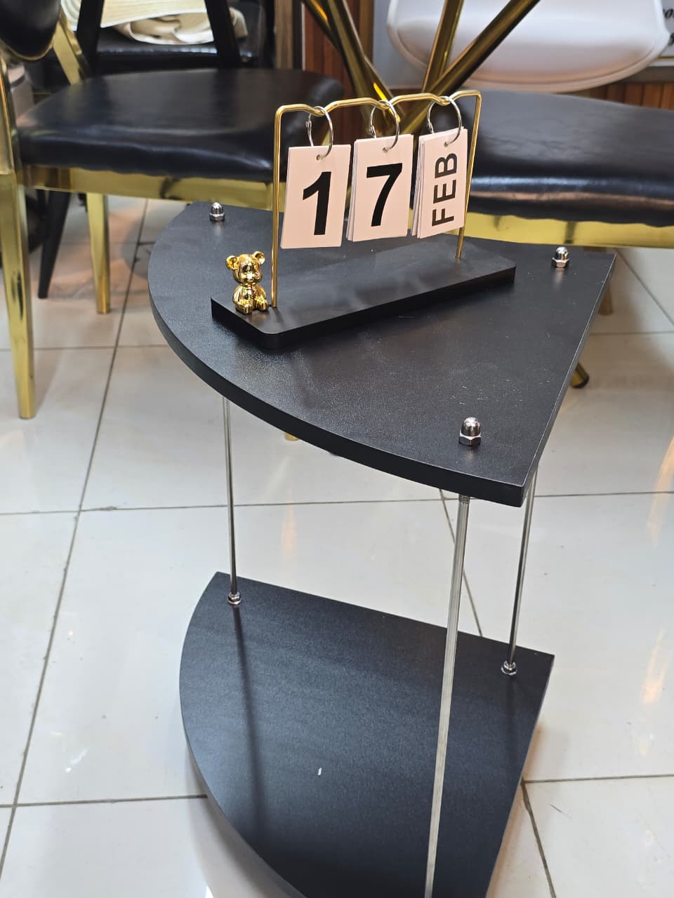 2 Tier Black Corner Side Table