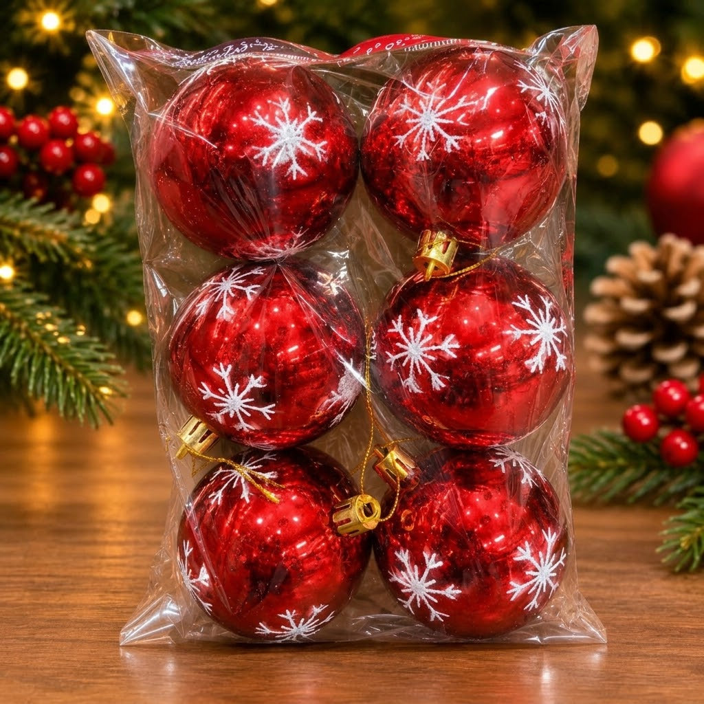 6cm Gold Patterned Christmas Decorative Balls Set