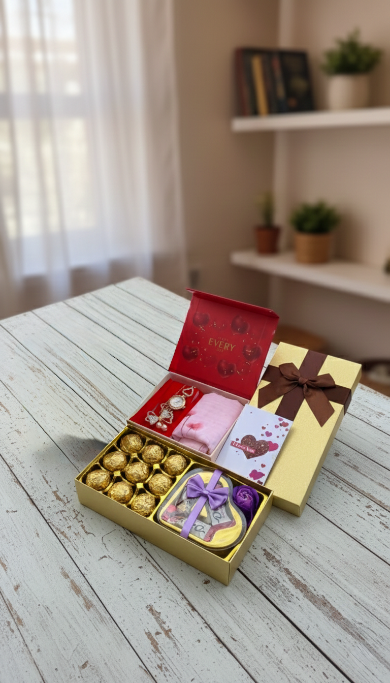 Ladies Chocolate, Scarf & Watch Gift Set