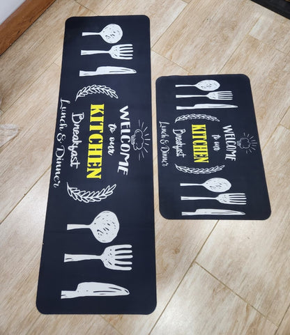 2-Piece Kitchen And Bathroom Mat Set