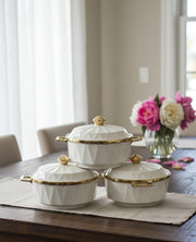 3-piece gold serving dish set, 2.5 liters each.