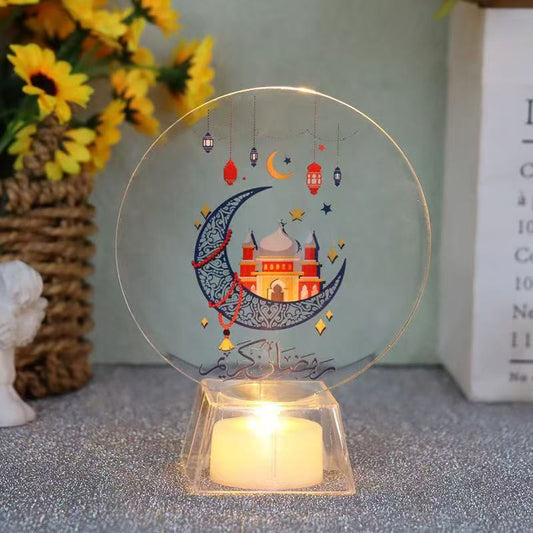 Ramadan Mubarak LED candle decorative light for festive home décor