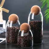 Open Ball Cork Transparent Jar with Bamboo Lid