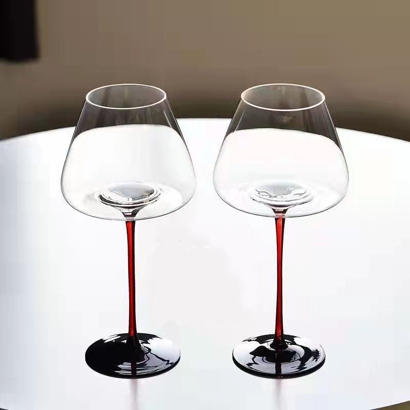 Burgundy Crystal Wine Glasses 600ml Long Stem Goblet 2pcs Set