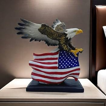 American Bald Eagle with American Flag Figurine