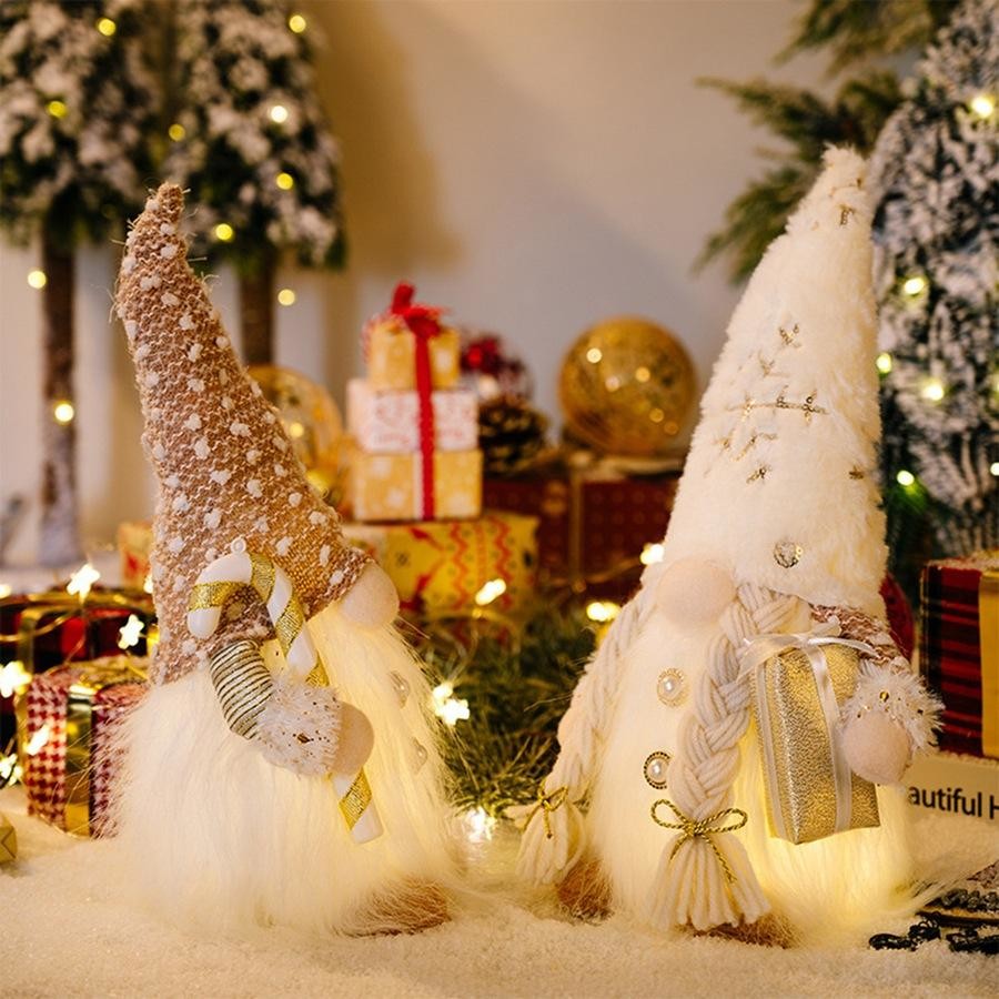 30cm Christmas Gnome Doll With LED Light Battery Powered Decoration