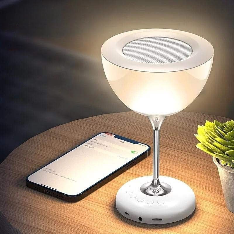 Wine glass bedside lamp with Bluetooth speaker and six color LED atmospheric lights
