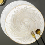 Six-piece PVC waterproof table mats in silver, gold, grey, and black color options.