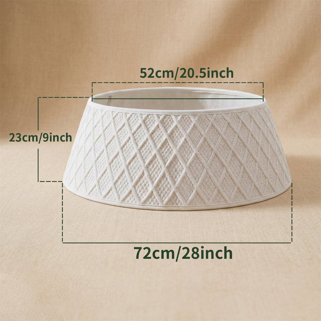 72cm White Plush Christmas Tree Skirt with Quilted Diamond Pattern
