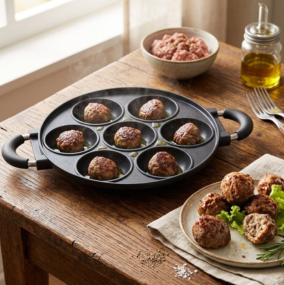 7 hole cast iron vitumbua maker pan with non-stick surface for cooking pancakes and snacks