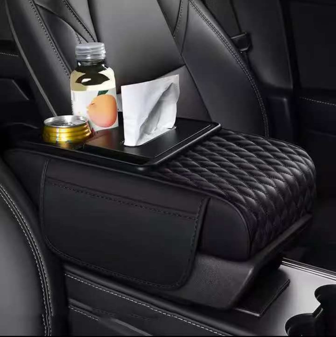 Gemelli Collections 5-in-1 car armrest cushion with ergonomic elbow support and built-in storage