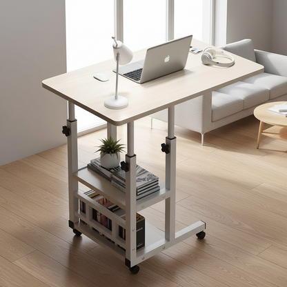 Adjustable C-Shaped Side Table With Wheels