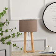 Wooden tripod table lamp with minimalist design for bedroom, office, and living room décor