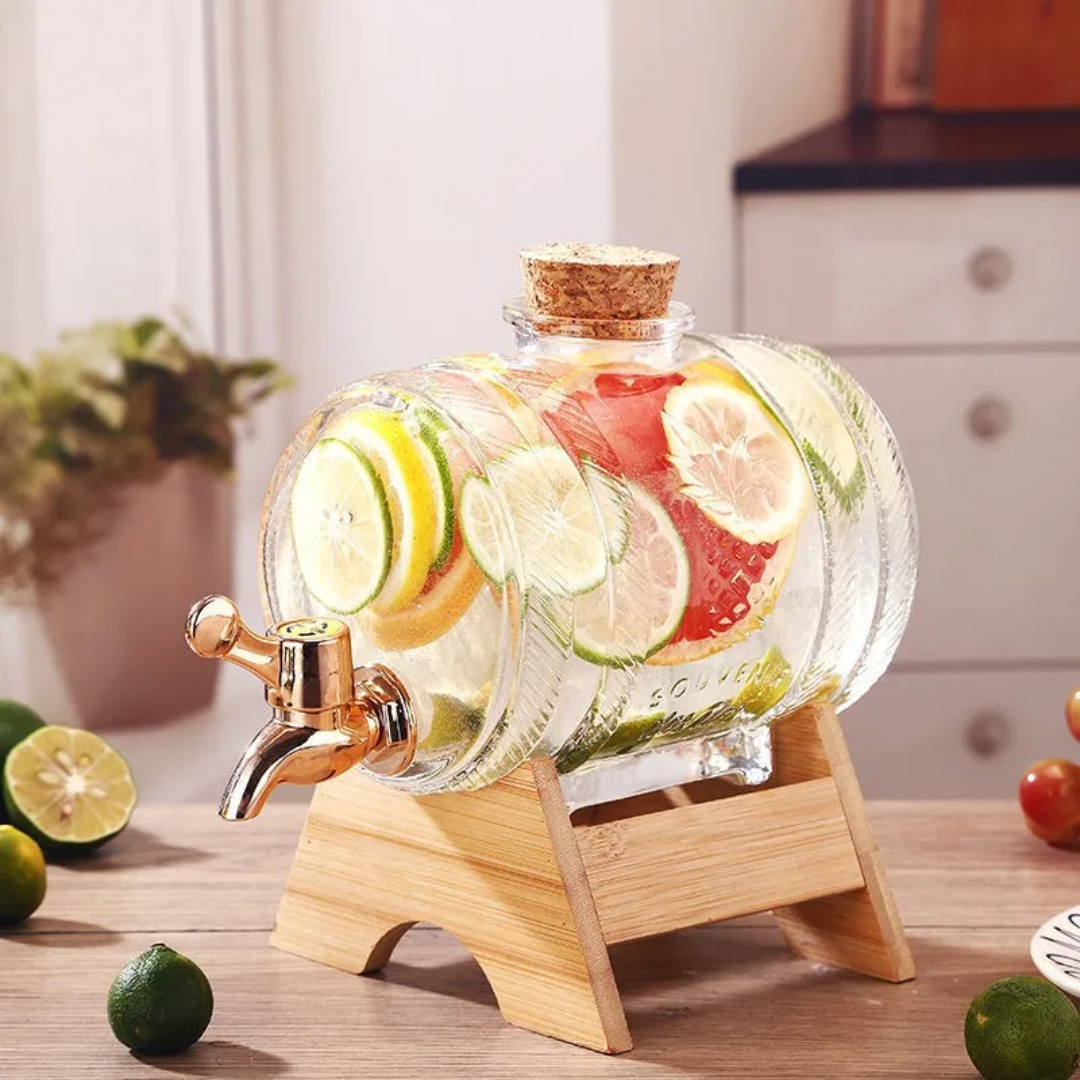 5L Wine Barrel Dispenser with Bamboo Stand
