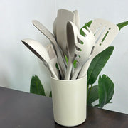 11 piece food grade silicone kitchen utensil set with high temperature resistant and nonstick friendly cooking tools.