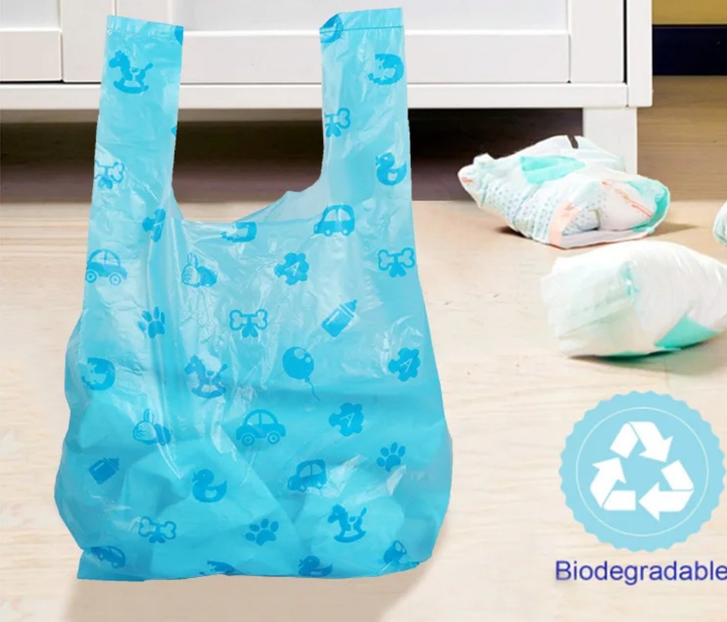 biodegradable baby diaper bags in blue
