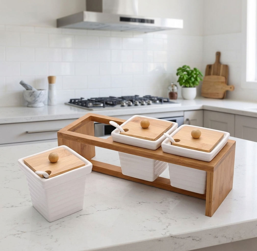 Spice organizer rack for kitchen storage and organizing spice jars neatly on countertop or in pantry
