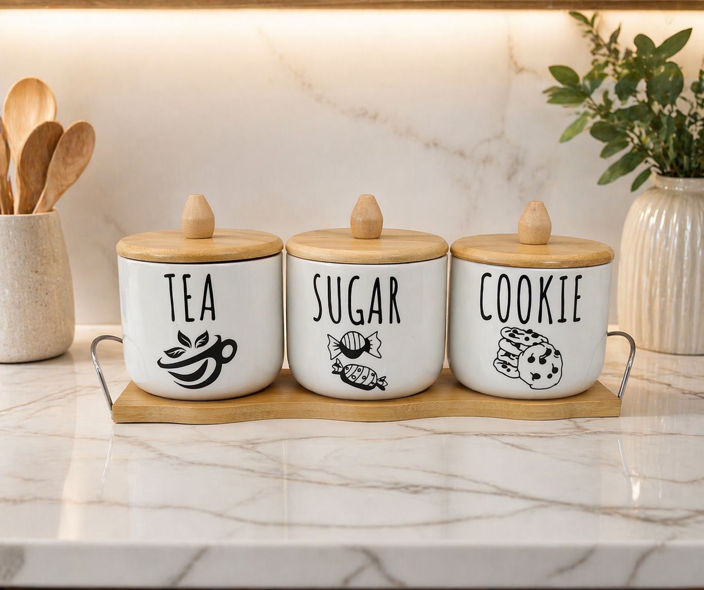 4Pc Canister Set with Tray 450 ml