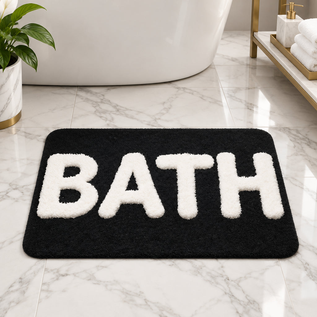 50 × 80cm Black Absorbent Diatom Bathroom Mat with Rubber Bottom