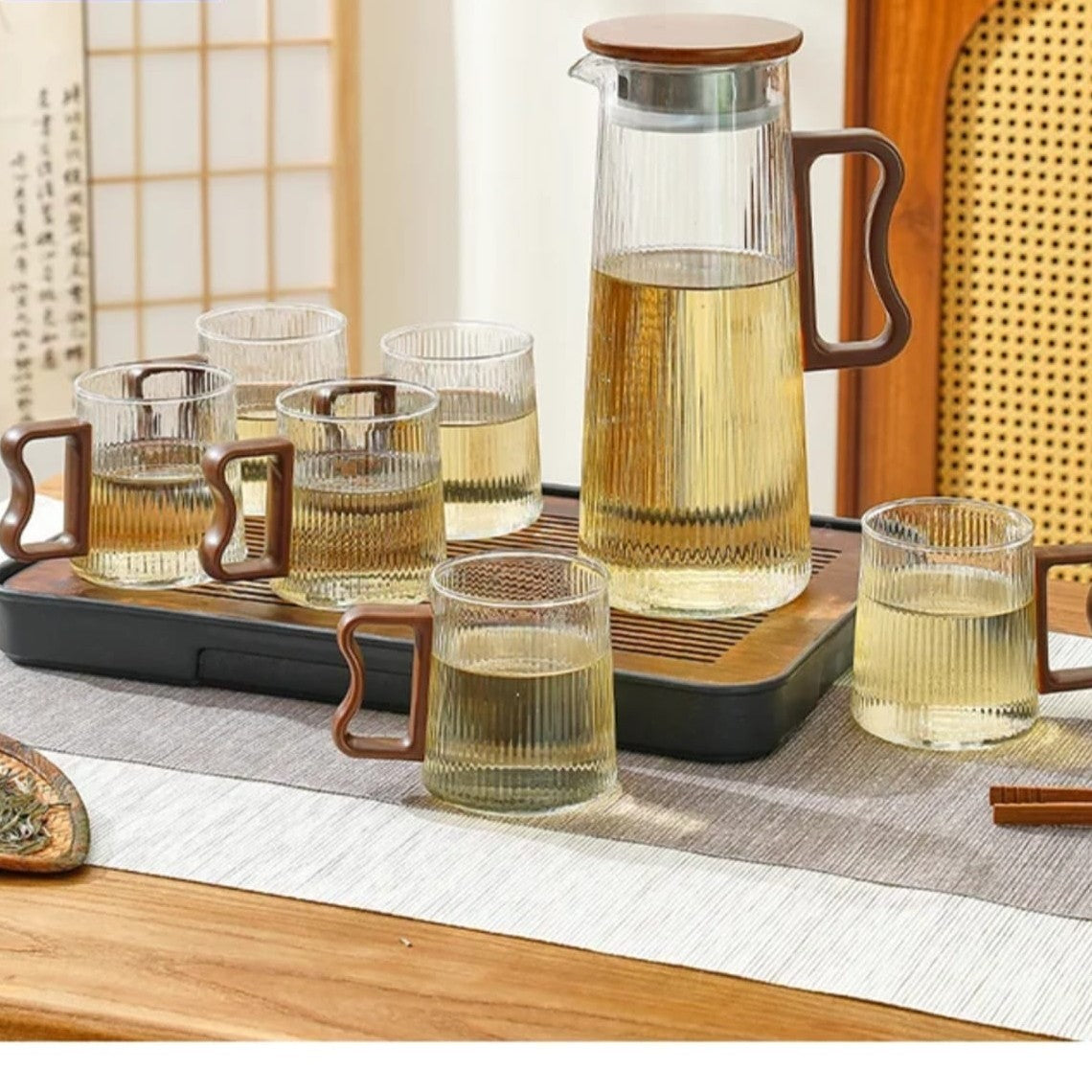 Borosilicate Glass Jug Set With Cups