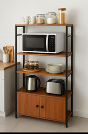 Multipurpose kitchen cabinet storage rack made of wood and metal