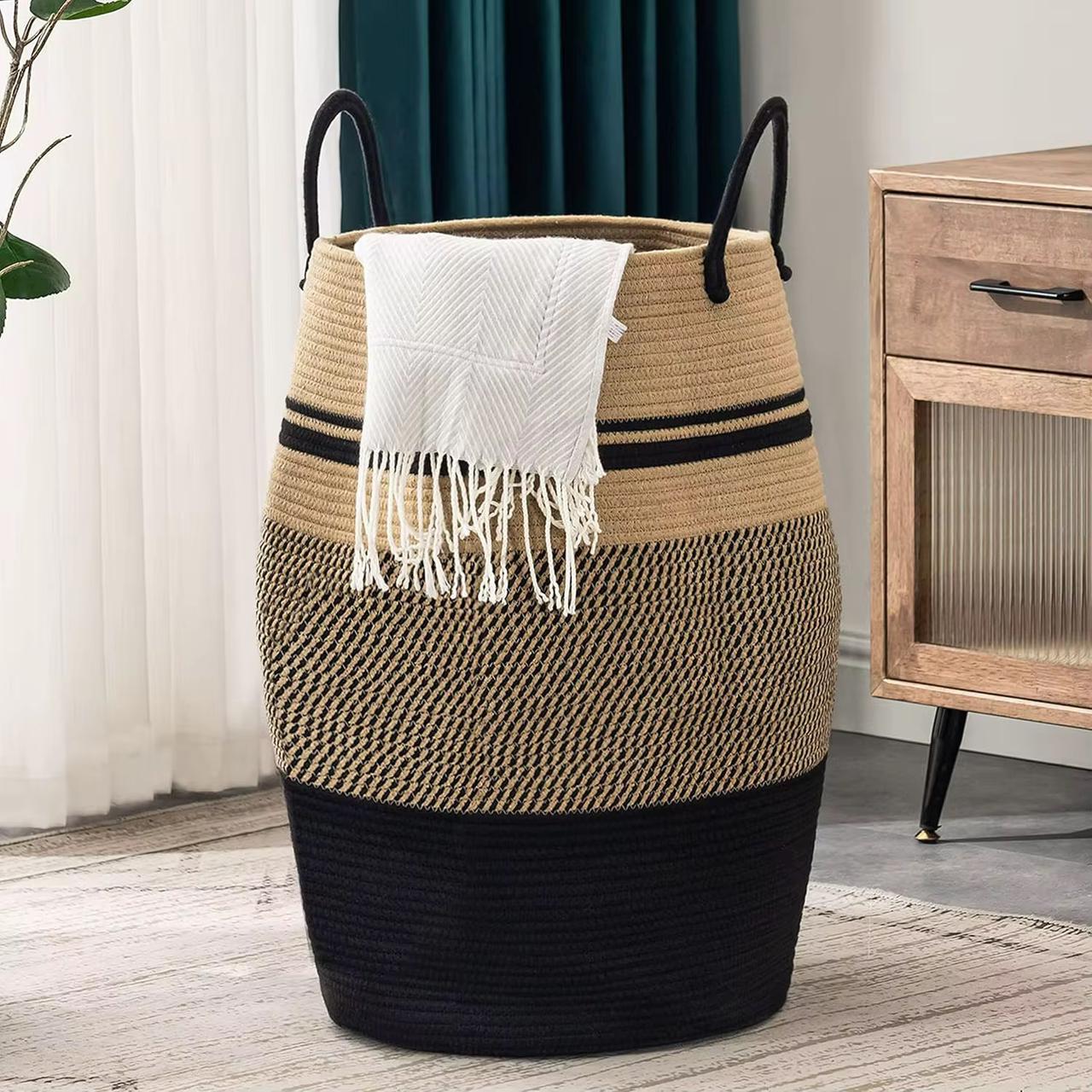 Cotton Rope Storage Basket With Handles