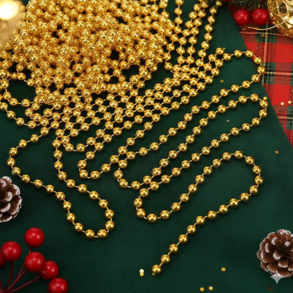 10 Meter Christmas decor beads available in gold and red
