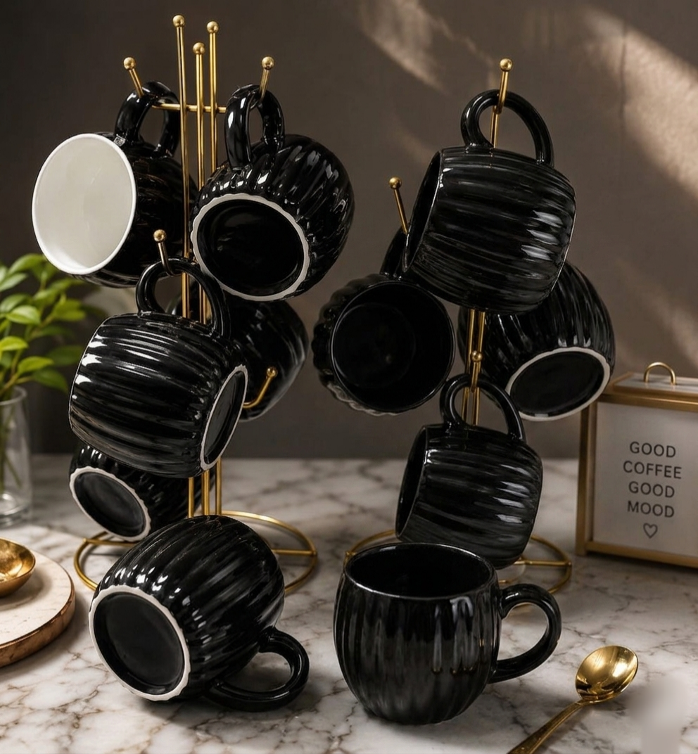 6 Piece Porcelain Ceramic Mug Set